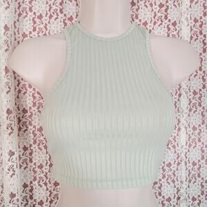 Nasty gal pastel green ribbed crop tank top Size 2